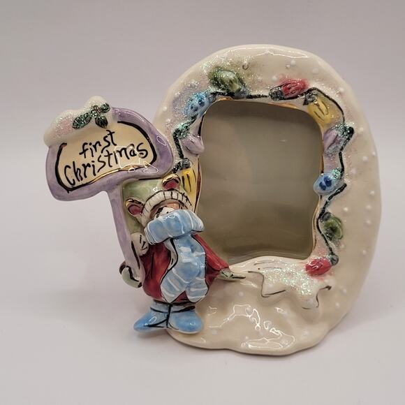 Vintage 2001 Heather Goldminc Blue Sky First Christmas Picture Frame - Picture 1 of 7